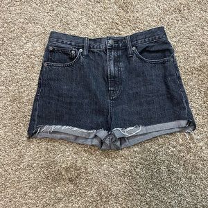 Madewell Womens The Perfect Jean Short Distressed Black size 26 cuffed faded